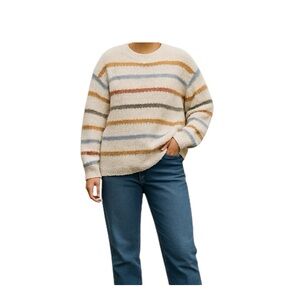 STACCATO WOMENS STRIPED V-NECK LONG SLEEVE COLORFUL SWEATER SIZE LARGE